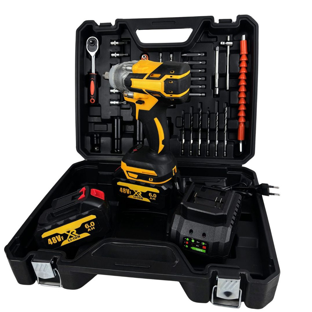 Акумуляторний гайковерт з набором інструментів та двома АКБ ударний потужний для ремонту та сервісу, фото 1