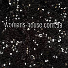 Велюр тканина з паєткою 150 см 200 г/м2 Чорний з чорним, фото 2