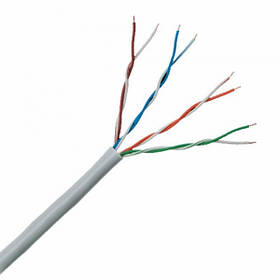 Кабель комп'ютерна вита пара UTP Cat.5e 4x2x (0,51 мм CU), внутрішній, діам.-5, 3 мм, сірий, 305 м, EUROSAT