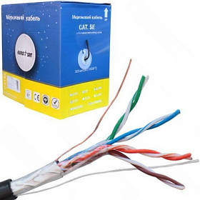 Кабель комп'ютерна вита пара FTP (PE) Cat.5e 4x2x (0,51 мм CU), зовнішній, діам.-5 мм, чорний, 305 м, EUROSAT