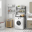 Полиця стелаж LAUNDRY RACK TW-106 чорний до 20 кг над пральною машинкою зручне зберігання у ванній кімнаті, фото 2
