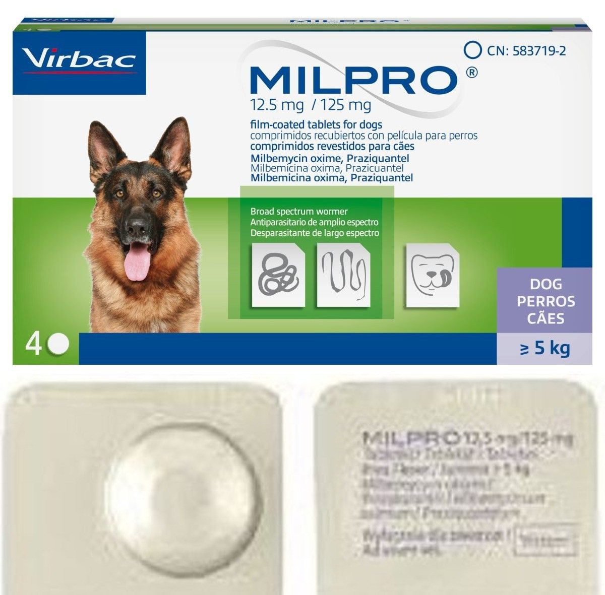 Мілпро Virbac Milpro таблетка від глистів для собак вагою від 5 до 25 кг, 1 таблетка, фото 1