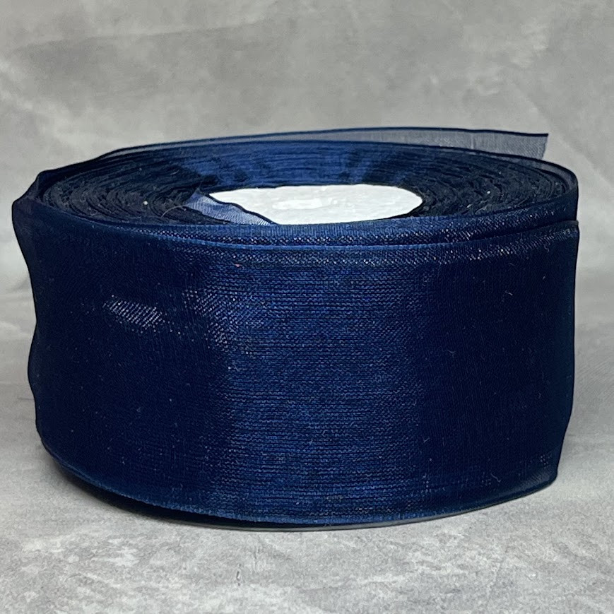 Органза (стрічка) ширина 4 см, колір темно-синій, арт 08168, 1 метр, Темно-синій, фото 1