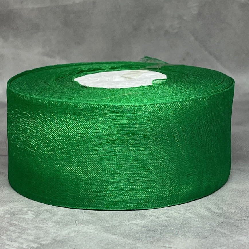 Органза (стрічка) 4 см, колір-зелений, арт 08176, 1 метр , Зелений, фото 1