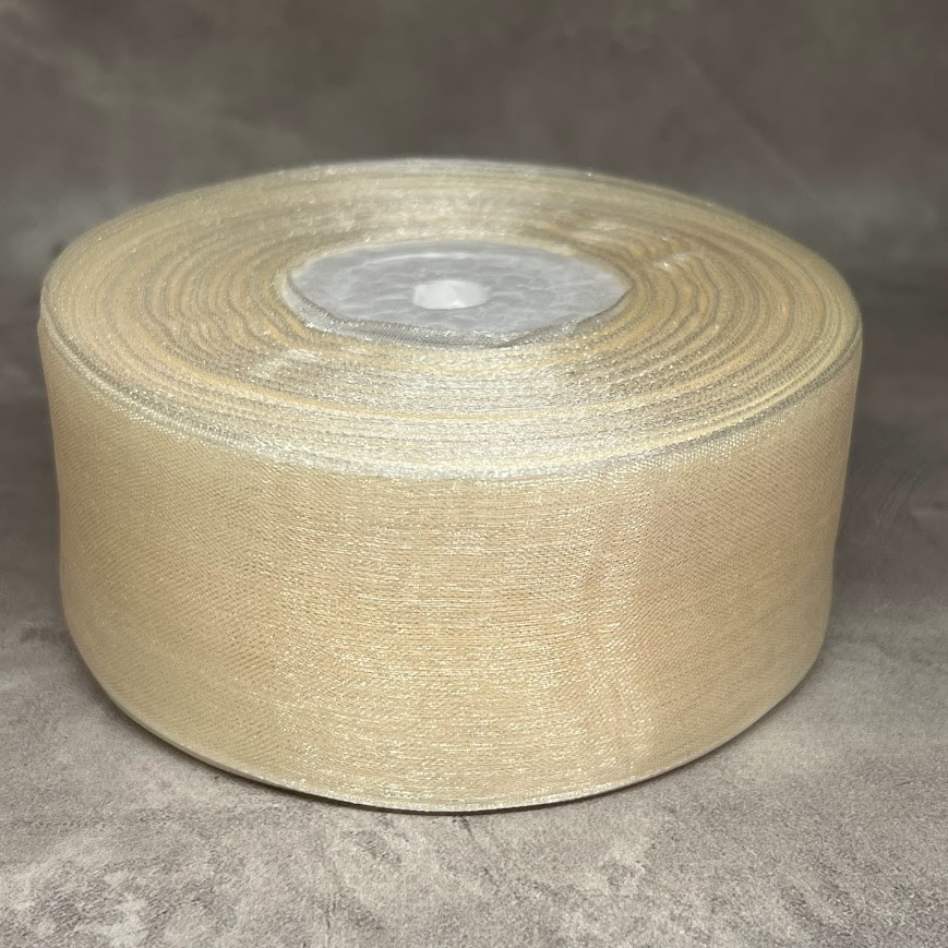 Органза (стрічка) 4 см, колір-молочний, арт 013985, 1 метр, Молочний, фото 1