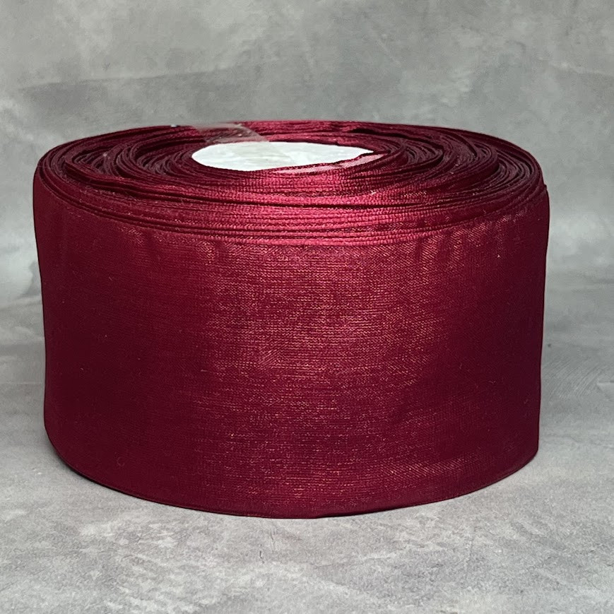Органза (стрічка) ширина 5 см, колір-бордовий, арт 08999, 1 метр, Бордовий, фото 1