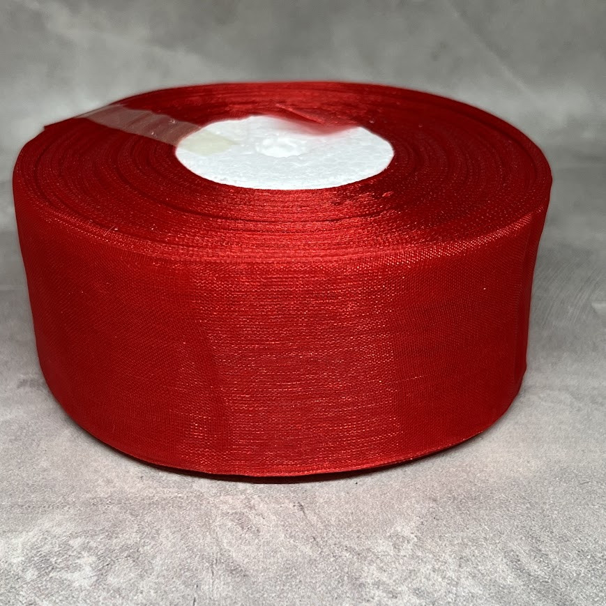 Органза (стрічка) 4 см, колір- червоний, арт 018994, 1 метр, Червоний, фото 1
