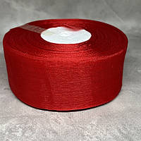 Органза (стрічка) 4 см, колір- червоний, арт 018994, 1 метр, Червоний