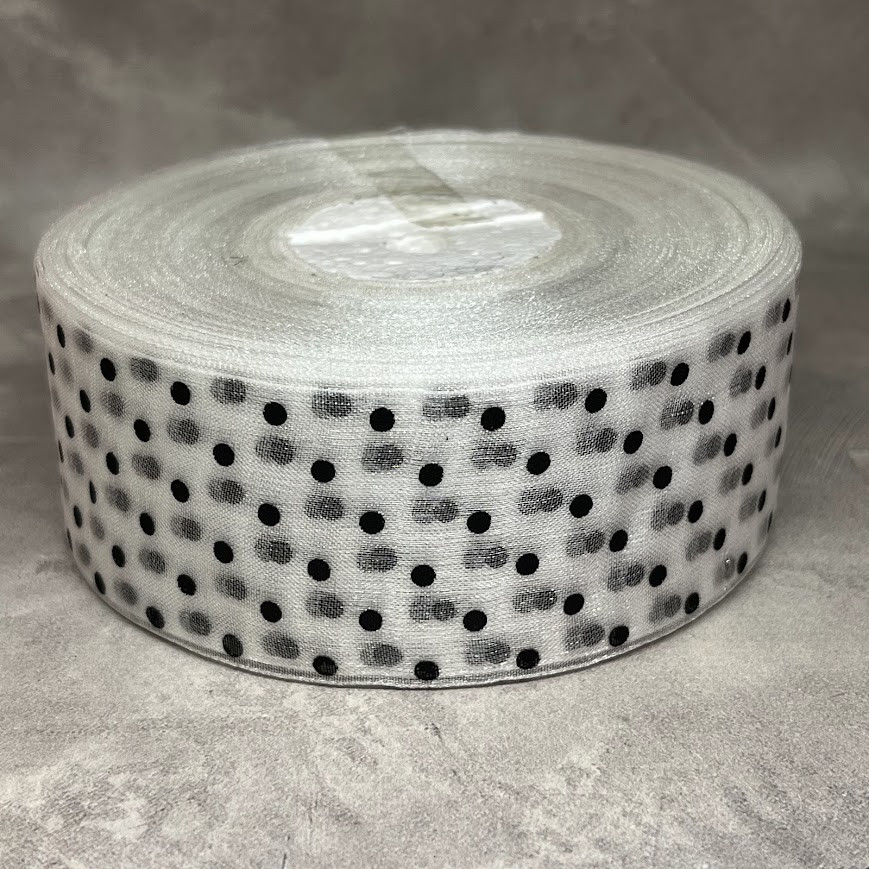 Органза (стрічка) у горох 4 см, колір-білий, арт 018997, 1 метр, Білий, фото 1