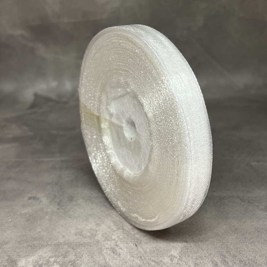 Органза (стрічка) 0,9 см, колір- білий, арт 018999, 45 метрів, Білий, фото 1