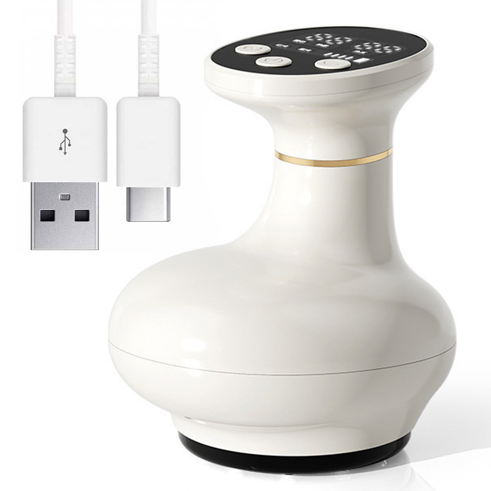 Вакуумний масажер з інфрачервоним підігрівом білий USB універсальний прилад для догляду за тілом, фото 1