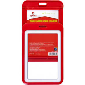 Бейдж Optima преміальний вертикальний 66х97 мм двосторонній, червоний (O45685), фото 2