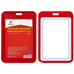 Бейдж Optima преміальний вертикальний 66х97 мм двосторонній, червоний (O45685), фото 3