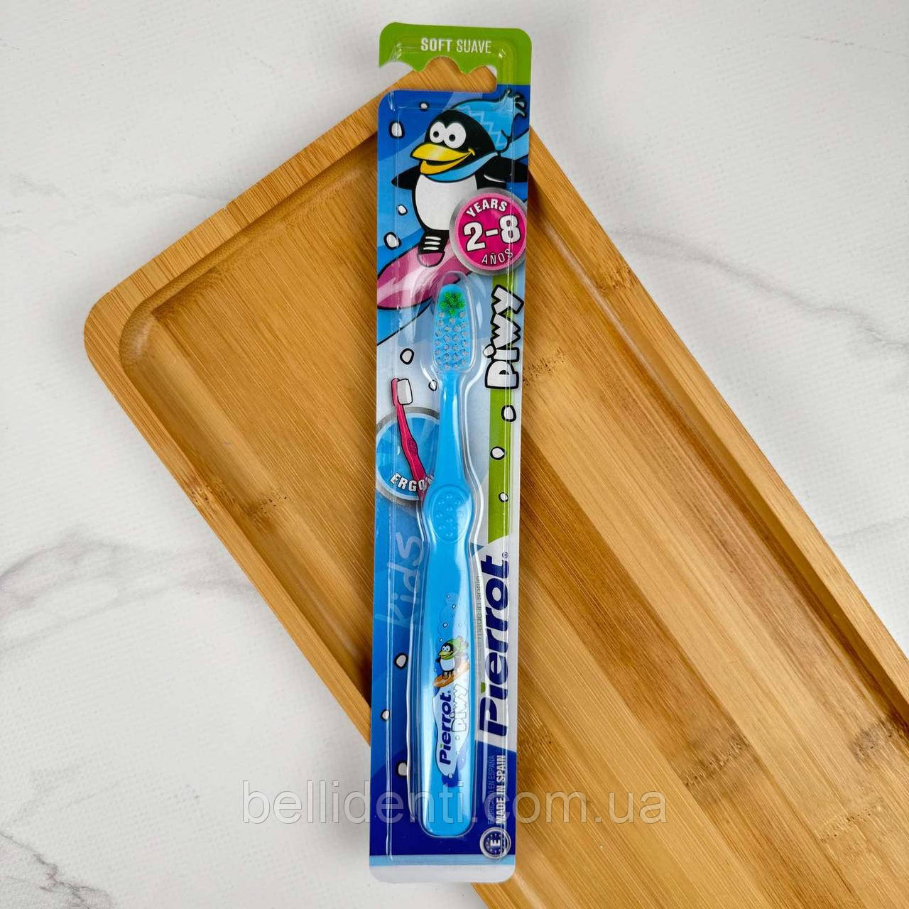 Дитяча зубна щітка Pierrot Kids Piwi (від 2 років) з ароматом фруктів (яблуко, банан, полуниця) 1 шт, фото 1