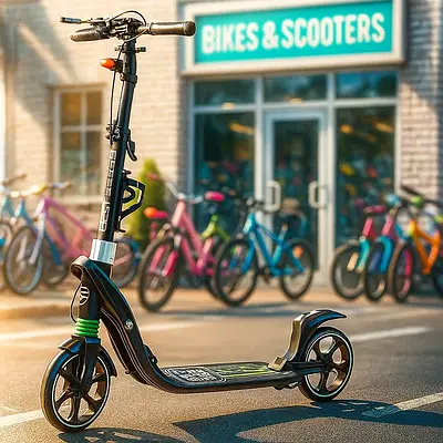 Самокат складаний двоколісний з ліхтариком для підлітка Scooter 2 амортизатора ручне гальмо колеса 8" Зелений