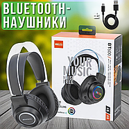 Накладні Bluetooth навушники з шумозаглушенням та RGB-підсвічуванням BT600 Чорний, фото 2