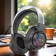Накладні Bluetooth навушники з шумозаглушенням та RGB-підсвічуванням BT600 Чорний, фото 5