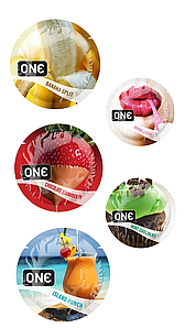 Презервативи One FlavorWaves латексні, набір різних смаків, 5 шт.