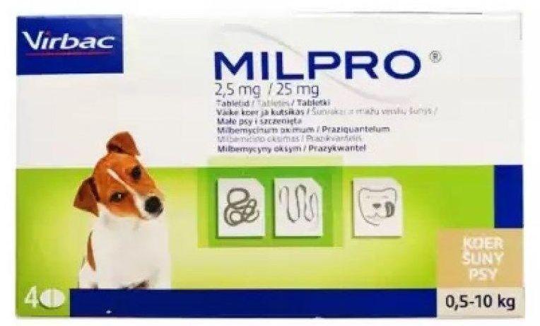 Мілпро Virbac Milpro таблетки від глистів для собак вагою від 0,5 до 10 кг-4 пігулки, фото 1