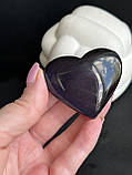 Обсидіан натуральний камінь райдужний обсидіан серце 51*45*16 мм., фото 3