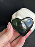 Обсидіан натуральний камінь райдужний обсидіан серце 51*45*16 мм., фото 4
