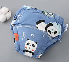 Тренувальні трусики для дітей  | багаторазові підгузки, розмір 90см (6-11кг), 1шт  (сині панди)