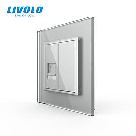Розетка комп'ютерна RJ-45 Livolo сірий скло (VL-C791C-15)