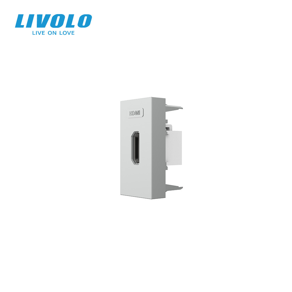 HDMI розетка LIVOLO 1.4, сіра, модуль 0.5 поста, для телевізора / ПК (VL-FCHD-1IP), фото 1