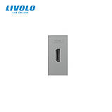 HDMI розетка LIVOLO 1.4, сіра, модуль 0.5 поста, для телевізора / ПК (VL-FCHD-1IP), фото 3