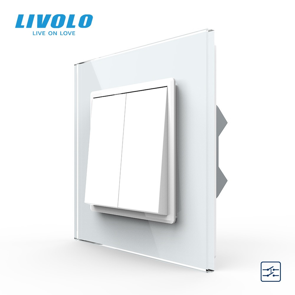 Двоклавішний перехресний вимикач Livolo білий (VL-C7FCMM10A-1WP), фото 1