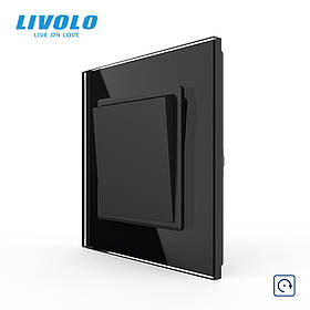 Кнопковий вимикач без фіксації Дзвінковий вимикач Імпульсний вимикач Livolo чорний скло (VL-C7FCMH-2BP)