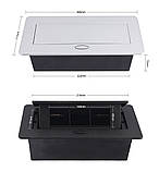 Меблева розетка потрійна LIVOLO чорна, вбудована у стільницю для офісу/конференц-залу/кухні, з інтернет RJ-45,, фото 4