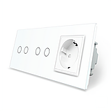 Розумний сенсорний ZigBee вимикач 4 сенсора (2-2) 1 розетка Livolo білий скло (VL-C702Z/C702Z/C7C1EU-11), фото 2