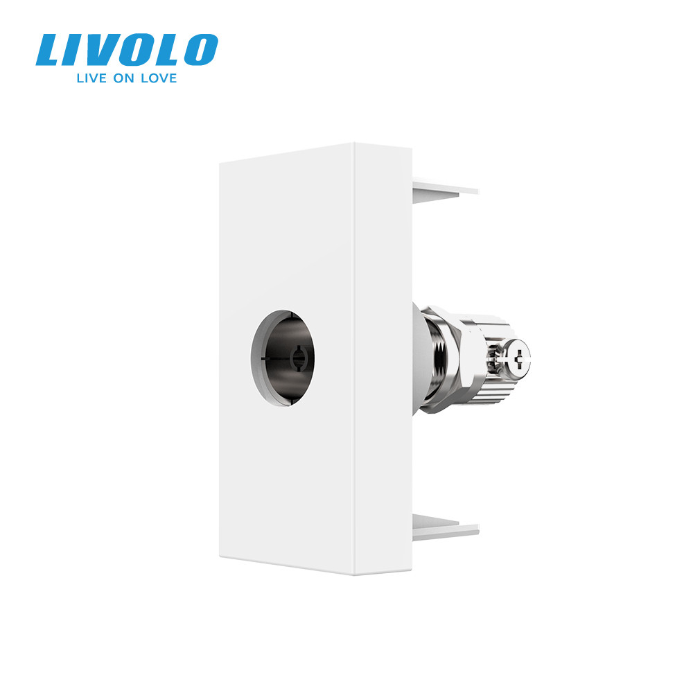 Телевізійна розетка LIVOLO, біла, модуль 0.5 поста, TV гніздо для антени / ресивера (VL-FCTV-1WP), фото 1
