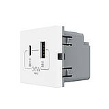 Розетка LIVOLO USB-A + USB-C PD 36Вт, біла, швидке заряджання, Power Delivery QC 3.0, модуль, фото 2