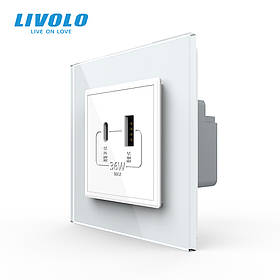 Розетка USB-A та USB-C з Power Delivery 36W Livolo білий скло (VL-C7FCUA18W.UC18W-2WP)