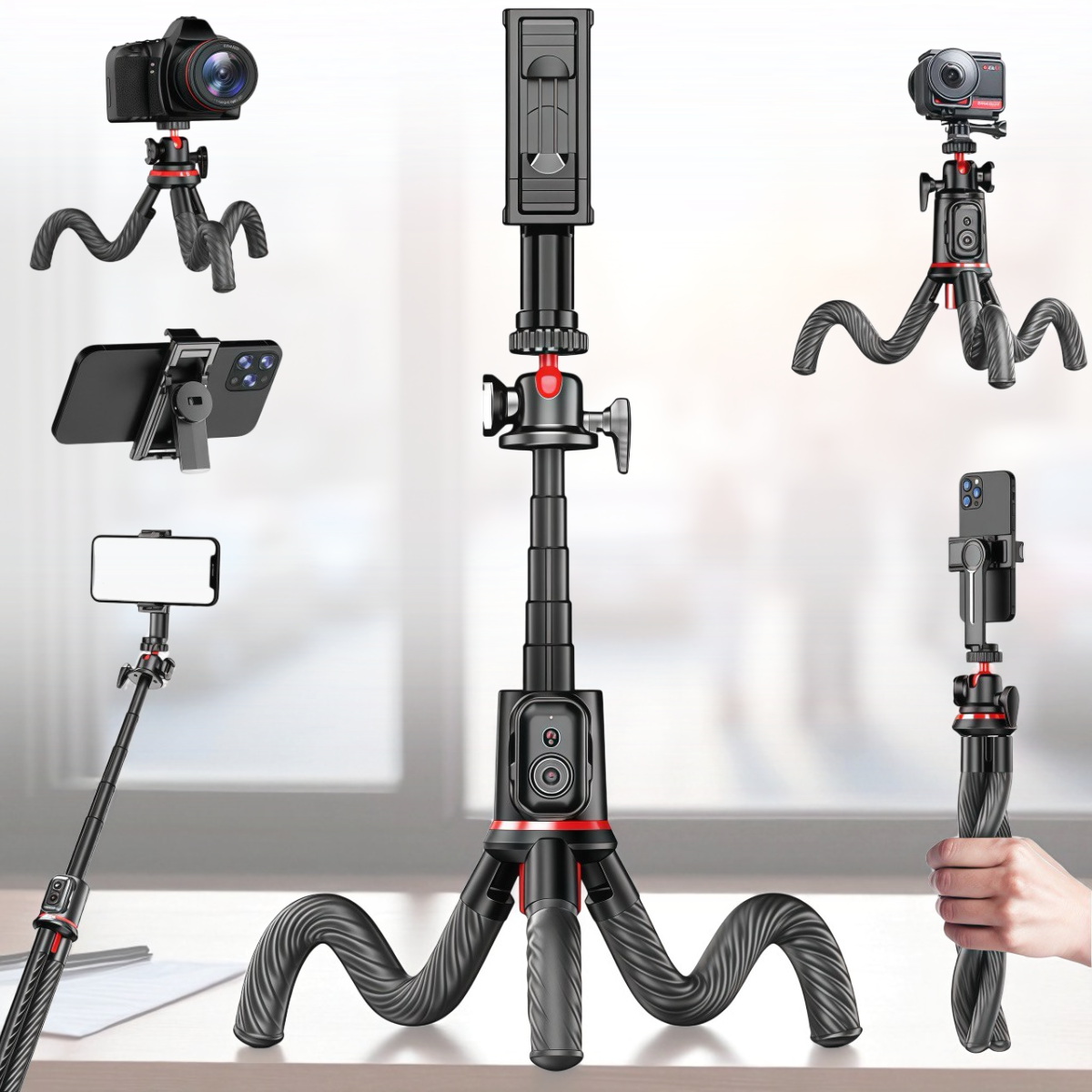 Штатив трипод C03 для телефону та екшен-камери з Bluetooth-пультом, фото 1