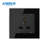 Розетка універсальна 12 стандартів в 1 Livolo чорний скло (VL-C7C1C-12), фото 3