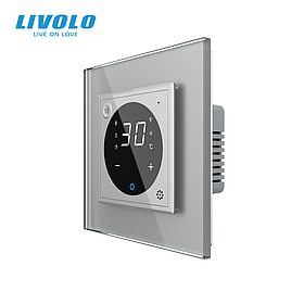 Терморегулятор (термостат) сенсорний програмований для теплої підлоги LIVOLO, сірий скляний (VL-C7FCQ1-2IP)