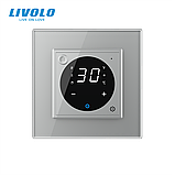 Терморегулятор (термостат) сенсорний програмований для теплої підлоги LIVOLO, сірий скляний (VL-C7FCQ1-2IP), фото 3
