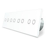 Розумний сенсорний прохідний/перехресний вимикач 8 сенсорів (2-2-2-2) Livolo білий скло (VL-C708SZ-11), фото 2