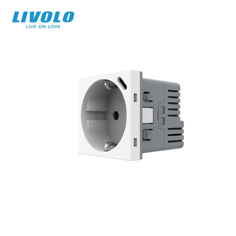 Електрична розетка LIVOLO з USB Type-C PD 18Вт, швидке заряджання iPhone, біла, 16А 230В, із заземленням,, фото 1