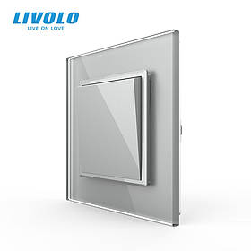 Вимикач універсальний 1-клавішний Livolo сірий скло 250В 10А (VL-С7FCMKS-2IP)