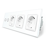 Розумний сенсорний ZigBee вимикач 2 сенсора 3 розетки Livolo білий скло (VL-C702Z/C7C3EU-11), фото 2