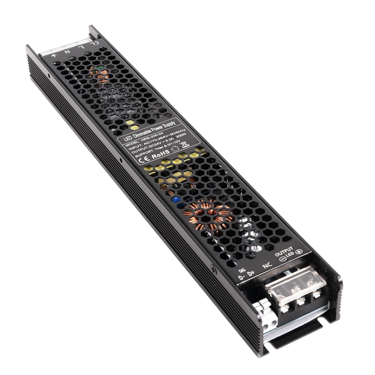 Димований блок живлення DIM IP20 24V 200W TRIAC 0/1-10V (HRS-200-24), фото 1