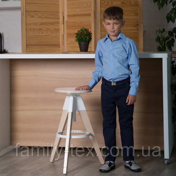 Сорочка для хлопчика синя на кнопках з довгим рукавом SmileTime, фото 1