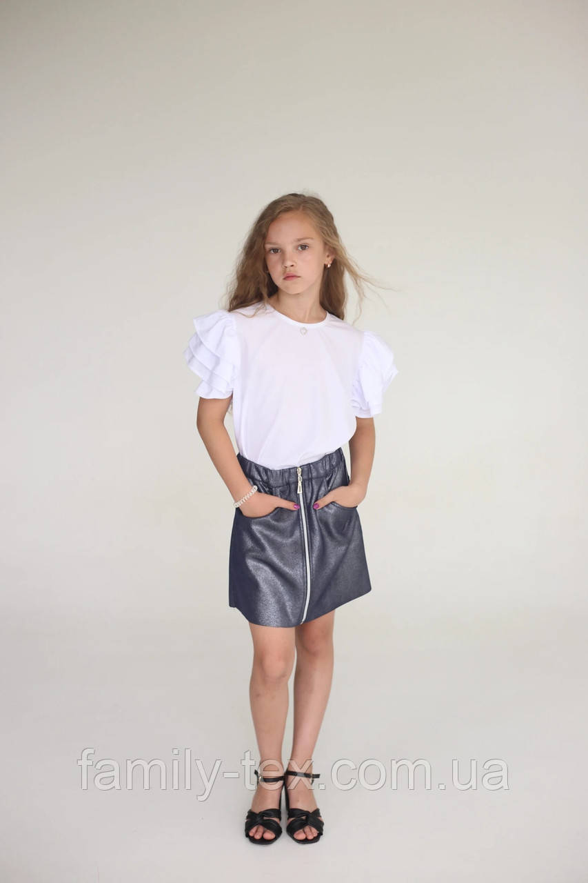 Спідниця замшева для дівчинки SmileTime Suede, темно-синя, фото 1