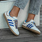 Чоловічі кросівки Adidas Wales Bonner x Samba Blue білі з блакитним Адідас Самба весняні, фото 4