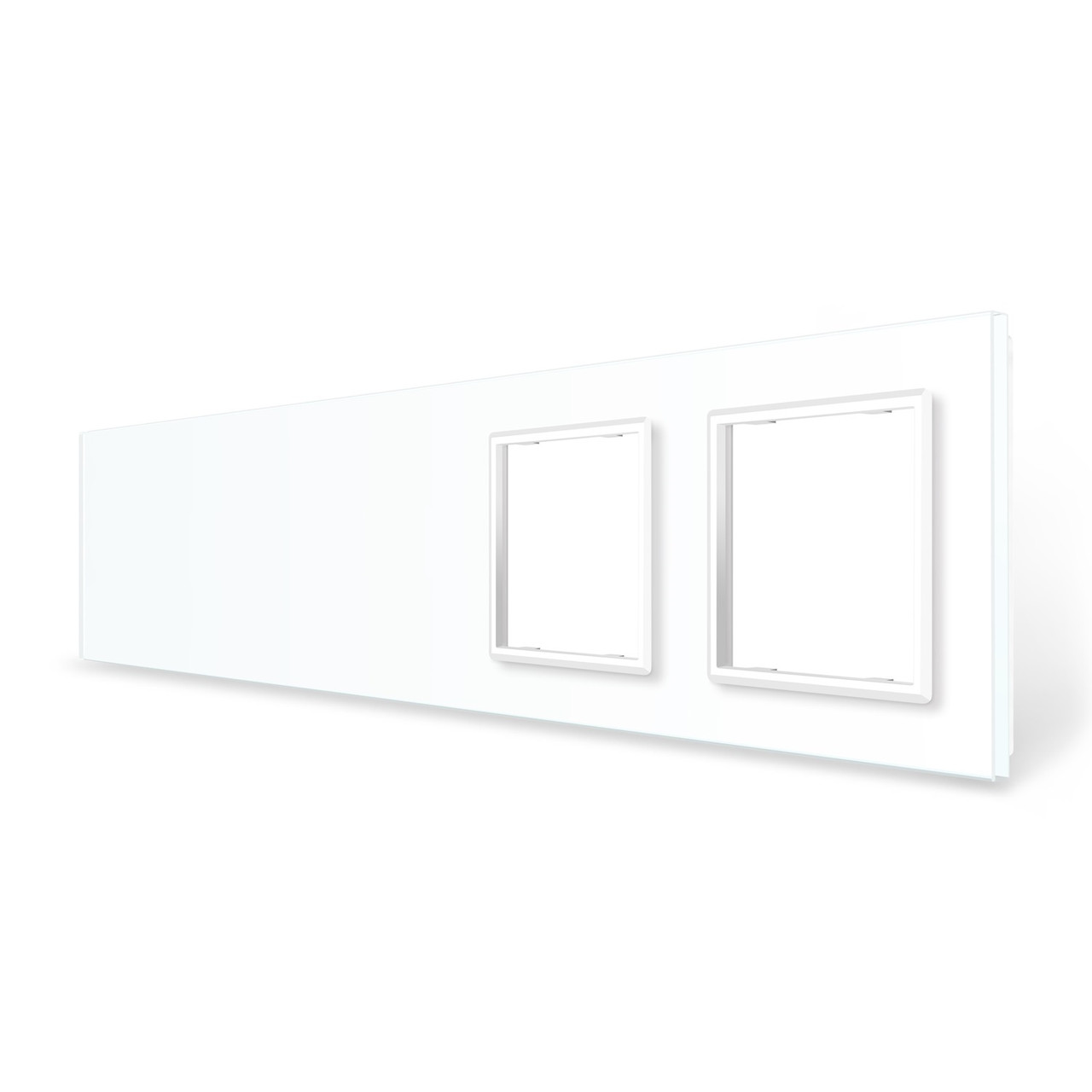 Рамка 5-постова порожня Х сенсорів 2 розетки (Х-Х-Х-0-0) LIVOLO, загартоване скло, біла, 365×80 мм, фото 1