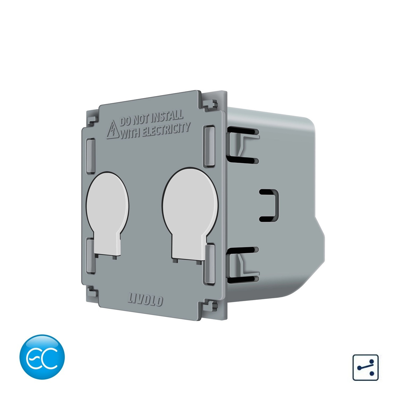 Розумний сенсорний вимикач LIVOLO, 2-сенсорний, прохідний / перехресний, 5А 230В, без нейтралі (VL-FC2SZ2-2G), фото 1